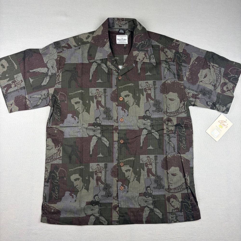 David Carey Originals Mens Large Elvis Short Sleeve Bowling Camp Shirt